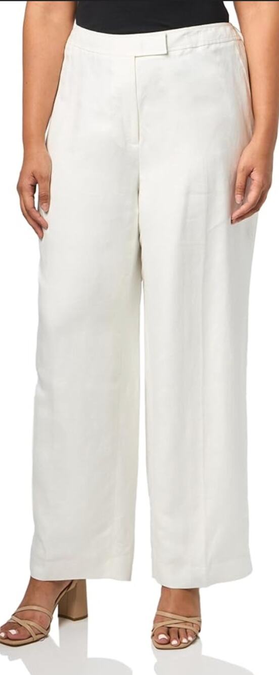 Anne Klein Straight Wide Leg Pants 12 White NWT Trousers Academia Career